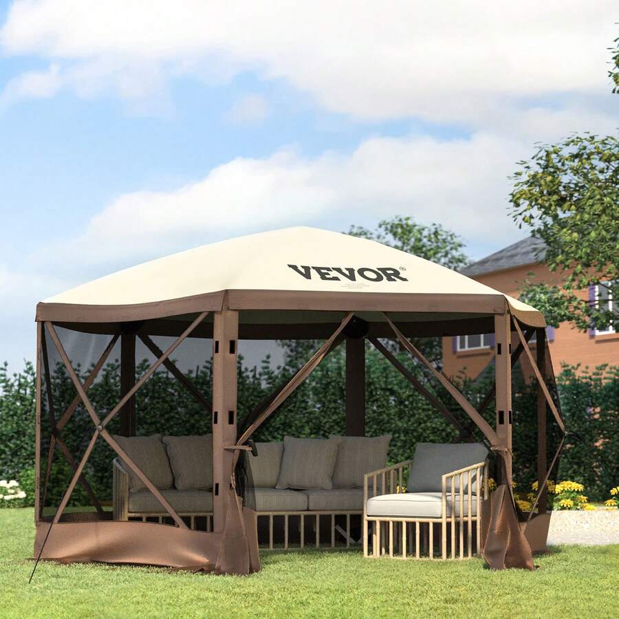 Grow Tent 4X4 - ガゼボスクリーンテント、ポップアップガゼボテント、ポップアップスクリーンテント、4面または6面のキャノピー日よけ、4面または6面の取り外し可能なプライバシー用防風布付き