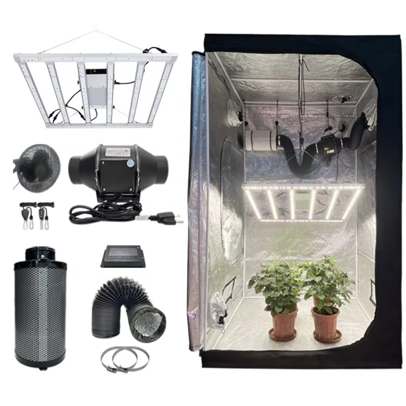 Grow Tent 4X4 - 4x4栽培テントコンプリートキット 480W LM301H Evoインラインダクトファン 6インチカーボンフィルター 室内栽培ボックス