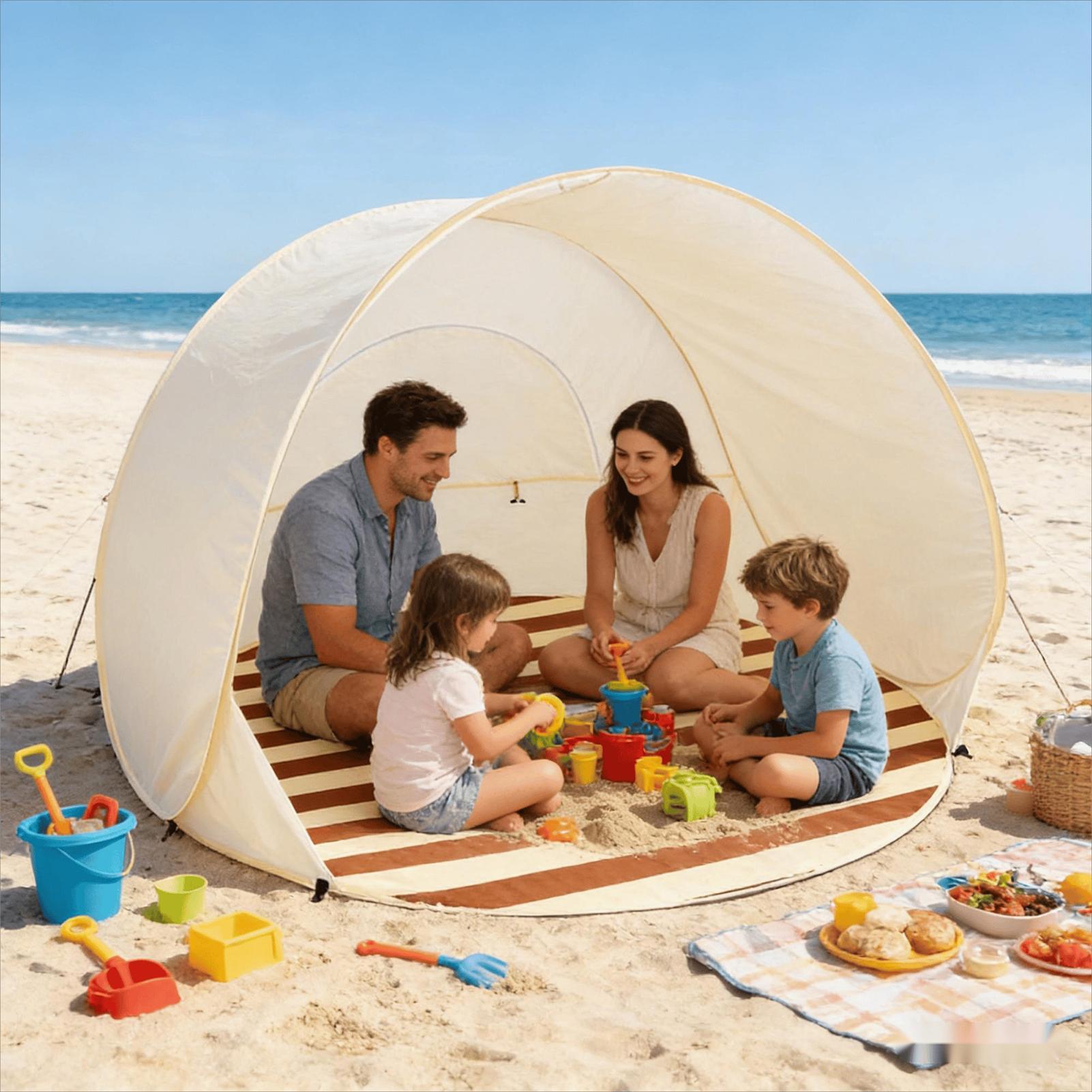 ポータブルクイックオープニングビーチテント大容量防虫通気性ポ - Grow Tent 4X4 のレビューと価格